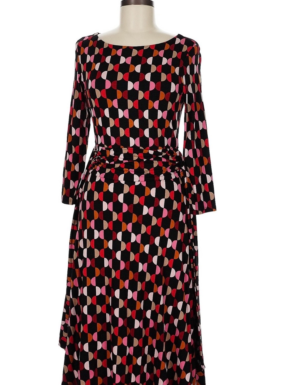 Hobbs London Geometric Print Long Sleeve Midi Dress